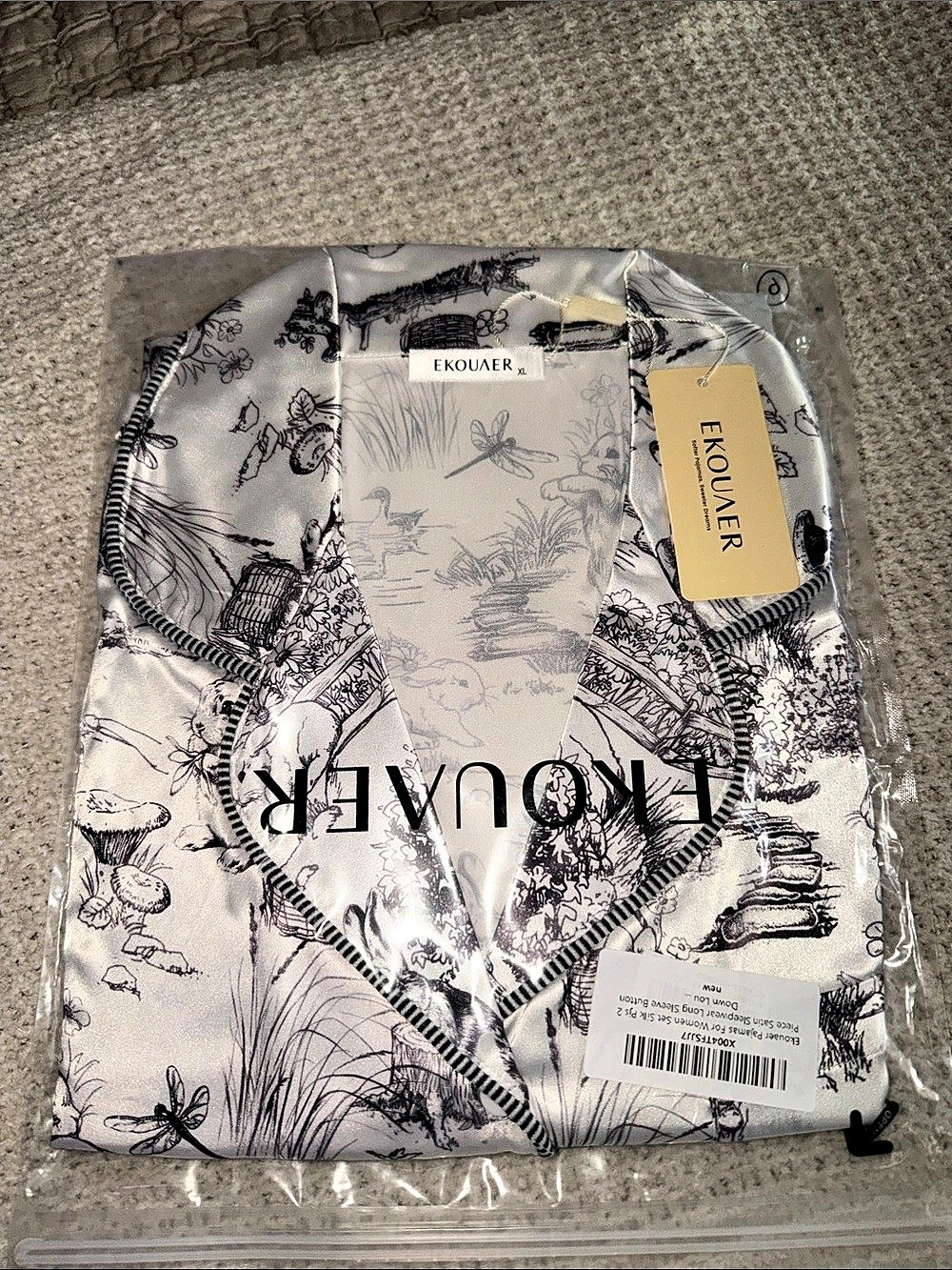 Ekouaer Pajamas For Women Set Silk Pjs 2 Piece Satin Sleepwear Long Sleeve